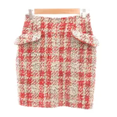 ソブ sov. ダブスタ 美品 タイトスカート 38 赤 レッド ツイード ペプラムデザイン ミニ丈 /SJ ■GY06のサムネイル