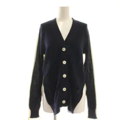サカイラック sacai luck バイカラーニットカーディガン 長袖 Vネック 2 紺 ネイビー 白 ホワイト /AT ■OSのサムネイル