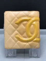 CHANEL　シャネル　二つ折り財布　カンボンライン　マトラッセ　デカココマーク　ベージュ×イエロー系　1130のサムネイル