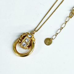 中古 BALMAIN バルマン ネックレス ゴールドカラー ラインストーン 全長 約53.5cm