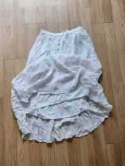 アシメントリー 白 刺繍 森ガール ミディ ロング スカートのサムネイル