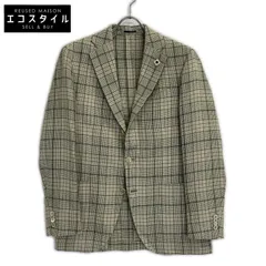 LARDINI　ラルディーニ　ベージュ×グリーン ウールシルク グレンプレイド ジャケット ベージュブラウン 3B　48のサムネイル