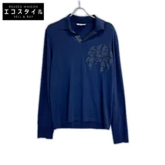 HERMES　エルメス　ネイビー ロボットL/Sニットポロ　Sのサムネイル