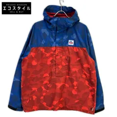 A BATHING APE　アベイシングエイプ　001LJA301009X レッド×ブルー サルカモ ナイロン マウンテン プルオーバーパーカ　Mのサムネイル