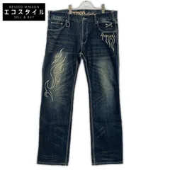VANSON　バンソン　SP-B-32 インディゴ クロススカル刺繍デニムパンツ　36のサムネイル