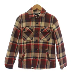 アベイシングエイプ A BATHING APE 復刻 CPOジャケット チェック柄 XS 赤 ベージュ /BMのサムネイル