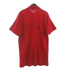 バレンシアガ BALENCIAGA 18SS ポロシャツ カットソー 半袖 鹿の子 バックプリント コットン 赤 レッド S ■TCのサムネイル