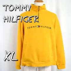 【美品】TOMMY HILFIGERトミーヒルフィガー ビッグサイズ 90s復刻デザイン ロゴ刺繍 ハーフジップ 裏起毛スウェットトレーナー XL 黄色イエロー 【古着】【中古】【送料無料】のサムネイル