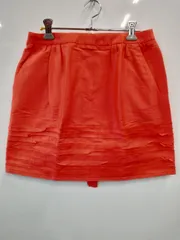 PC294●Drawer●ドゥロワー●タイト●ミニスカート●フロントポケット●バックファスナー●カットオフ●段フリル●リボン装飾シルク混●レディース●size36●赤●日本製のサムネイル