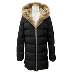 美品△DUVETICA デュベティカ CARYS カリス ラビットファー フード付き ZIP UP ダウンジャケット ダウンコート ブラック 42 レディースのサムネイル