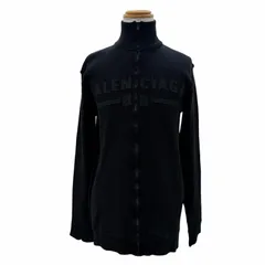 未使用品▼BALENCIAGA バレンシアガ 2024年製 821801 ロゴワッペン ZIPUP ニットジャケット ブラック XS 伊製 正規品 メンズ ハンガー付のサムネイル