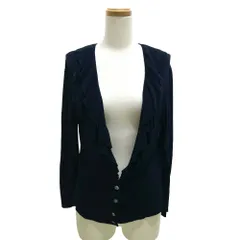 ランバン LANVIN ニットカーディガン フリルデザイン Vネック 長袖 40 紺 ネイビー   /MZ ■ECD004のサムネイル