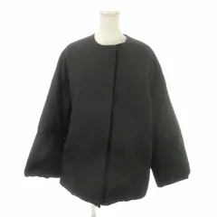 ルージュヴィフ Rouge vif ダウンコート 38 黒 ブラック 無地 ノーカラー 七分袖 切替 /MN19 ■ECB004のサムネイル