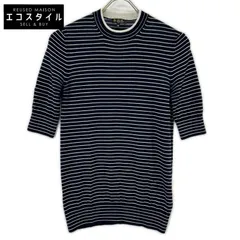 Loro Piana　ロロピアーナ　FAL6249 ネイビー×ホワイト ボーダー カシミヤ×シルク ハーフスリーブ ニット　42のサムネイル