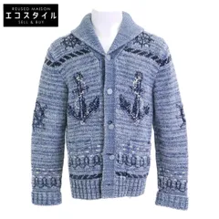 RRL　ダブルアールエル　アンカーボタン 本藍染め ハンドニット ショールカラー カーディガン　Mのサムネイル