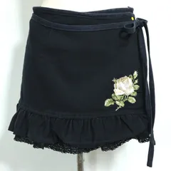 ピンクハウス★バラの刺しゅうが素敵♪タブリエ 巻きスカート レイヤードコーデ 黒系 z22441のサムネイル