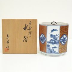 茶道具】二代玉堂/染付山水十三角水指/共箱 - メルカリ