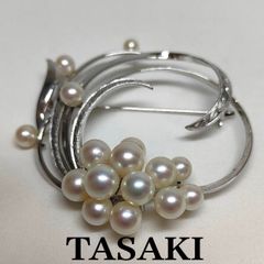 TASAKI タサキ　シルバー　あこや　パール　ブローチ 美品】TASAKI タサキ パールブローチ あこや真珠 SILVER S刻印 ケース