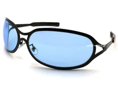 METAL OVAL SUNGLASS 艶消しBLACK × CLEAR/メタルオーバルサングラス マットブラックフレーム 黒縁 青 水色 ブルーレンズ hide メタルフレーム y2kファッション サイケ ビジュアル系 00s アーティスト バイカーのサムネイル