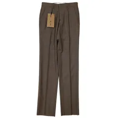 SALE【未使用】BURBERRY バーバリー チェック スラックス サイズ 46 メンズ  ウール100％ パンツ ボトムス タグ/ボタン付属 グレージュ ブラウン 茶色 イタリア製のサムネイル