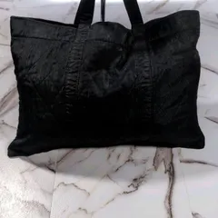80s AD表記無し 川久保玲本人期 COMME des GARCONS レーヨン100% キルティング トートバッグ ブラック フェードのサムネイル