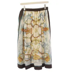 ダーマコレクション dama collection フレアスカート ひざ丈 スカーフ柄 総柄 M 白 ホワイト 茶 ブラウン 12961-07187 /HNのサムネイル