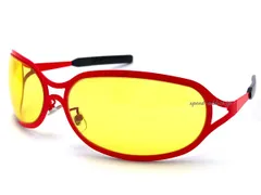 METAL OVAL SUNGLASS 艶消しRED × YELLOW/メタルオーバルサングラス サングラス 赤 レッドフレーム 黄色 イエローレンズ hide ヂルチ スプレッドビーバー 大きめ オルタナティヴ サイケ ビジュアル系 00s バイクのサムネイル