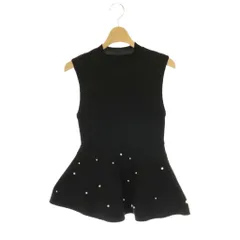 トッコ TOCCO パール付きペプラムニットプルオーバー カットソー ノースリーブ M ブラック /DO ■OSのサムネイル
