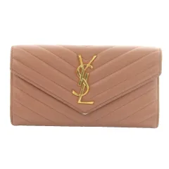 サンローラン パリ SAINT LAURENT PARIS カサンドラロゴ Vステッチ ロングウォレット 長財布 小銭入れ フラップ ラムスキン 茶 ブラウン 372264 /MI ■OS ■OHのサムネイル