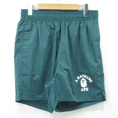 【三重本店】 中古 A BATHING APE | アベイシングエイプ ロゴプリントショートパンツ 001SPM301311M グリーン サイズ：M 【107】のサムネイル