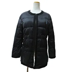トゥービーシック TO BE CHIC 近年 ノーカラー ダウンコート ダウンジャケット 42 紺 ネイビー 1208 IBO84のサムネイル