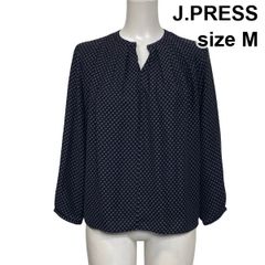 極美品 ミスジェイ MISS J 幾何学柄 ハイネックブラウス 44 13号 