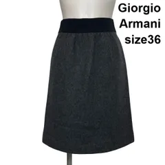 ●◆ ジョルジオアルマーニ Giorgio Armani ひざ丈スカート 台形スカート ゼミAライン グレー ウール アンゴラ 36 S 7号 レディース S6I621のサムネイル