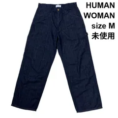 ◆ 未使用 ヒューマンウーマン HUMAN WOMAN デニムパンツ ジーンズ ワークパンツ Lee別注 ワイドストレート 綿100 M 9号 レディース S6I637のサムネイル