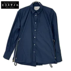 sacai　サカイ　19年製 19-04731 ネイビー×カーキ ジップ ドッキング シャツ　2のサムネイル