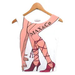 マックス&コー MAX&CO. タンクトップ カットソー ロゴプリント ビジュー ボートネック M アイボリー ピンク /TT ■GY06のサムネイル