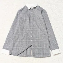 nline Precious プレシャス 形態安定シャツ ブラウス 佐々木希 プロデュース チェック 長袖シャツ 洗える 通勤 オフィス ビジネス Ｍ グレー ホワイトのサムネイル