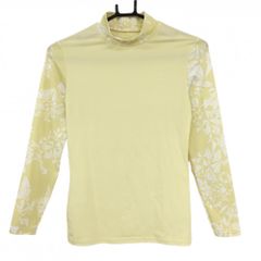[Good Condition] Mizuno Long Sleeve High Neck Shirt Light Yellow x White Some Patterns Inner Stretch Women's L Golf Wear MIZUNO