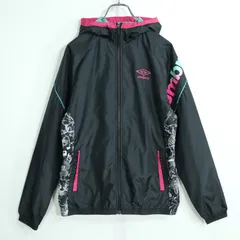 umbro デサント★ジップアップジャケット フーディ 大きいサイズL 黒系 裏メッシュ 薄手 z22424のサムネイル