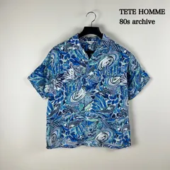 TETE HOMME KATOH KAZUTAKA 80s archive ALOHA shirts テットオム 初期 加藤和孝 アロハシャツ レーヨン 開襟 オープンカラー 希少 レアのサムネイル