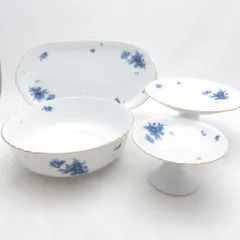 OKURA 大倉陶園 ブルーフラワー ジャネットライン サンドイッチトレイ コンポート ボウル 4点 セット 花柄 SM5732A2 のサムネイル
