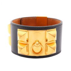 エルメス コリエドシアン T2 バングル ブラック ゴールド金具 C刻印 