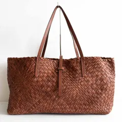 【美品】FALORNI 【イントレチャート レザー トートバッグ 】 ブラウン メッシュ BAG MADE IN ITALY ファロルニ 26080055のサムネイル