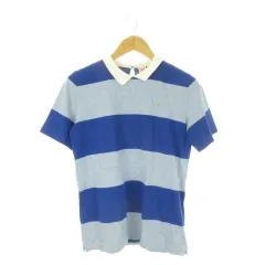 ラコステ ライブ Lacoste L!VE 衿付きTシャツ L 青 ブルー ボーダー柄 ロゴ 半袖 /CK8 ■ECA007のサムネイル