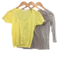 アナイ ANAYI おまとめ3点セット カットソー Tシャツ 半袖 七分袖 ボタン ボーダー柄 38 黄 イエロー 黒 ブラック グレー /ML ■GY09のサムネイル