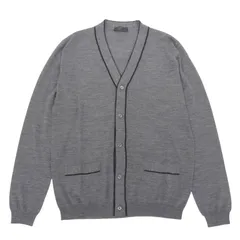 極美品▲PRADA プラダ 2024年製 UMG346 バージンウール100％ トライアングルロゴ カーディガン グレー 48 イタリア製 正規品 メンズのサムネイル