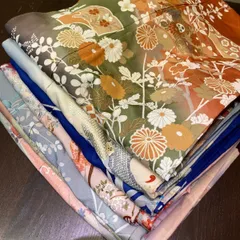 【まとめ売り】正絹訪問着7枚 リメイク素材　ハンドメイド向けのサムネイル