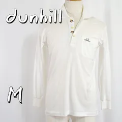 【美品】dunhill Sport ダンヒル 日本製 90s ヴィンテージ 胸ロゴ刺繍 ストレッチコットンスラブ天竺 長袖ポロシャツ ゴルフ M 白ホワイト 【古着】【中古】【送料無料】のサムネイル