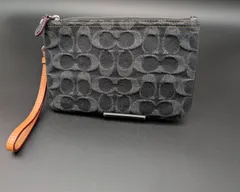 COACH　コーチ　 シグネチャー ポーチ リストレット ブラック キャンバス レディースのサムネイル