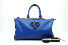 エミリオ プッチ 2way ショルダー ボストン ハンドバッグ ロゴ 肩掛け A4収納 レザー 青 ブルー EMILIO PUCCI 7364hのサムネイル